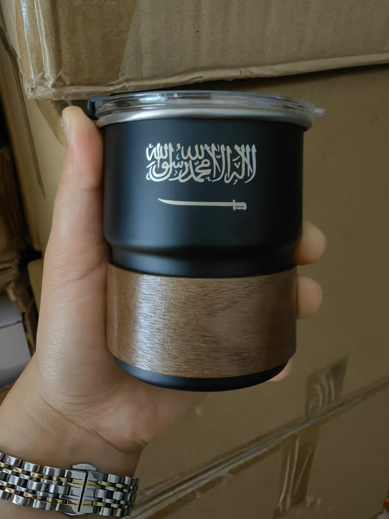 Coffee Equipment Logo - 뚜껑이 달린 스테인리스 스틸 컵 맥주