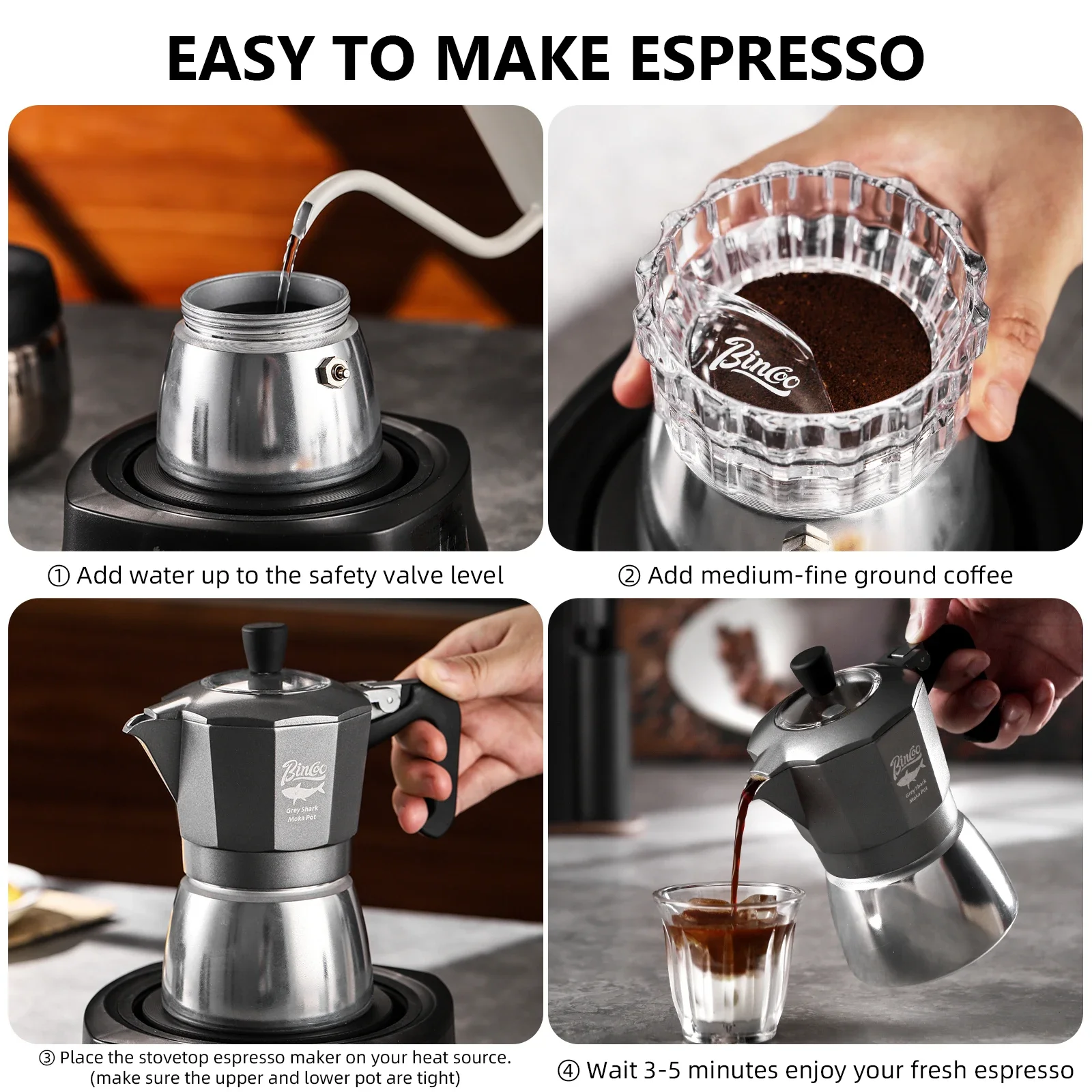 빈쿠 2컵 더블 밸브 모카포트 알루미늄 합금 커피포트  - Coffee Equipment Accessories 리뷰 및 가격